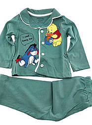 Піжама дитяча 1, 2, 3 роки Туреччина бавовна з довгими рукавами та принтом зелений (ПЖМ303)