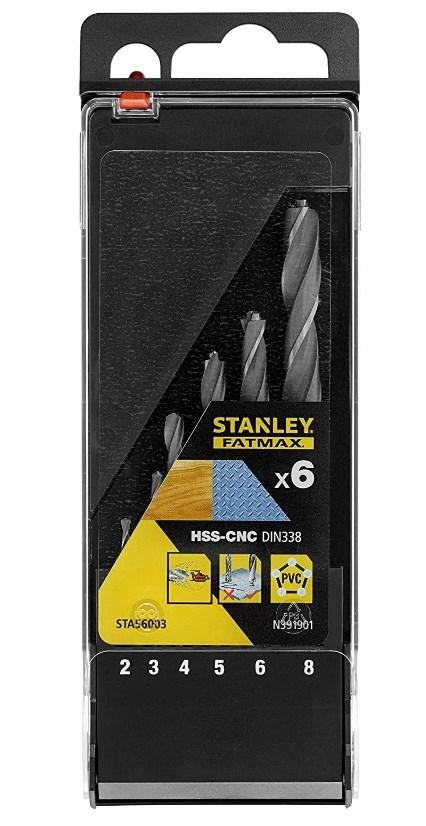 Свердла по металу Набір 6 шт Ø 2, 3, 4, 5, 6, 8 мм HSS-CNC STANLEY (STA56003-QZ)