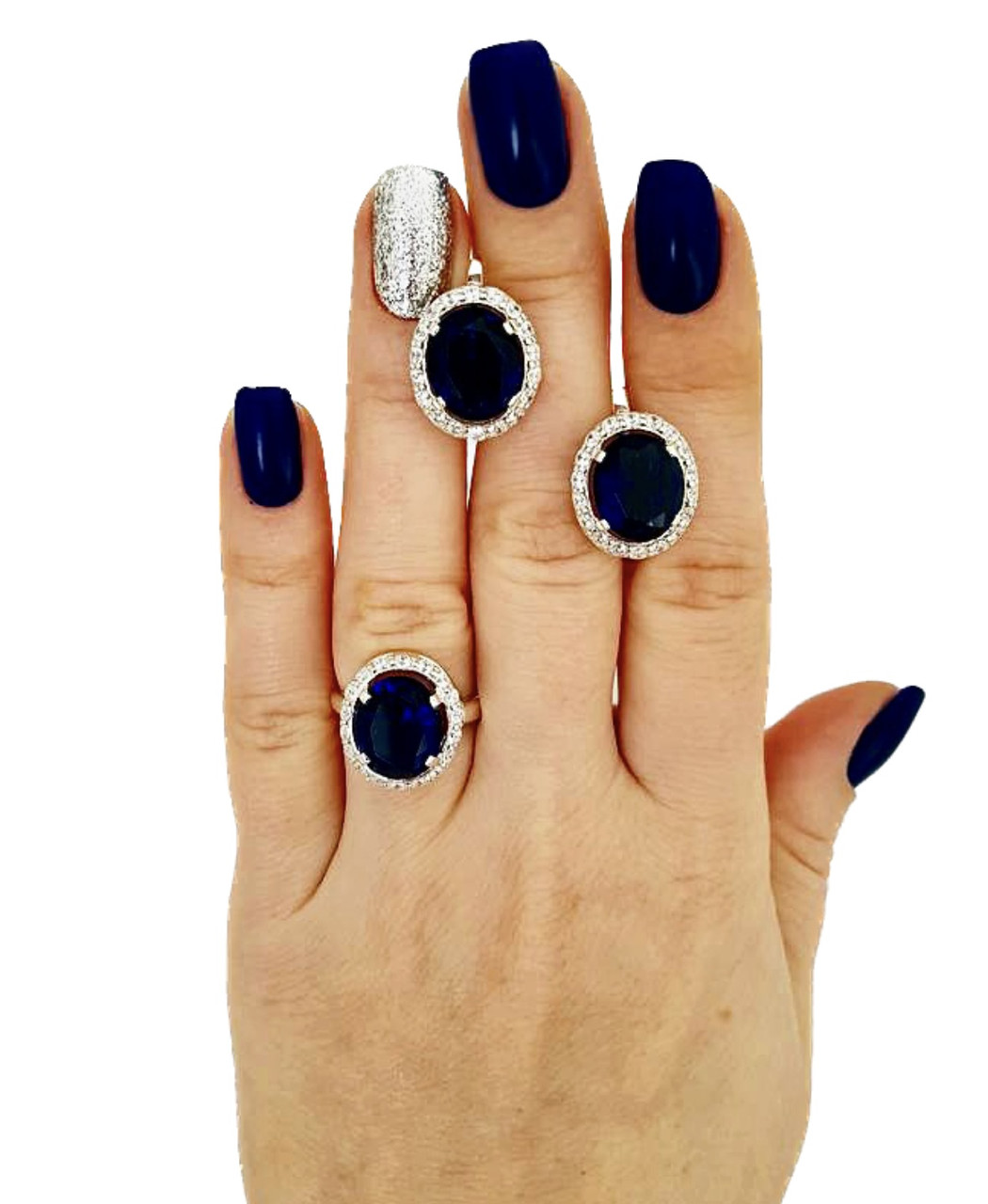 Срібний комплект прикрас «Синя глибина» з альпінітом і білим цирконієм, фото 1