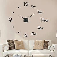 60-130 см, 3д годинник, великі настінні годинники, годинник на стіну для офісу, стильні настінні годинники 4222 Black