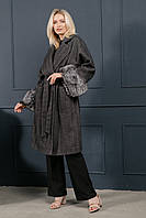 Яркое шерстяное пальто Saga Furs, Финская чернобурка шерсть - Италия