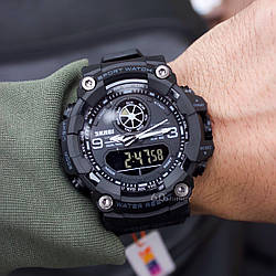 Чоловічий спортивний годинник Skmei Original водонепроникний чорний цифровий
