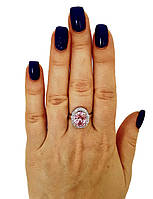 Женское серебряное кольцо с розовым кубическим цирконием
