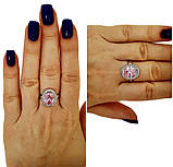 💍 Срібна каблучка «Рожеве сяйво» з кубічним цирконієм, фото 3