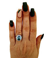 Срібна каблучка «Небесна глибина» з альпінітом і цирконієм