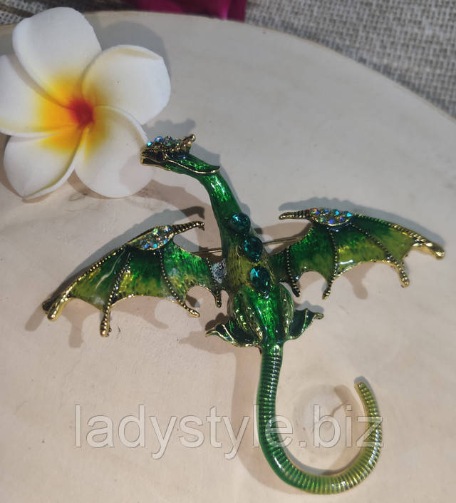 Шикарная брошь-кулон дракон от студии ladystyle.biz купить украшения с фианитами серьги пусеты подарок женщине пирсинг
