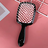 Гребінець для волосся "Super Brush", чорний із ніжно-рожевим