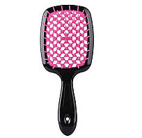Гребінець для волосся "Super Brush", чорний із малиновим