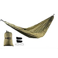 Гамак Neo Tools, материал нейлон 210T, до 200 кг, 330x140см, шнуры, сумка для переноски, зеленый
