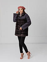 Пальто кашемировое с норкой цвета блю ирис Финская SAGA FURS ( Пальто кашемировое) Италия