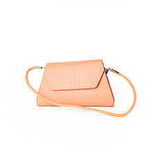 Сумка жіноча, стильний клатч, маленька сумочка через плече, міні сумка зі шкірозамінника, Персикова