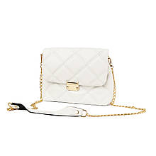Сумка жіноча елегантна з якісного стьобаного шкірозамінника і довгою ручкою-ланцюжком, Білий