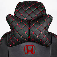 Чехлы на сиденье Хонда Фит (Honda Fit) модельные, аригона, ромбы с красной строчкой, с подушками