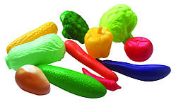 Дитяча іграшка набір продуктів овочі пластикові, 11 предметів у сітці KW-04-476