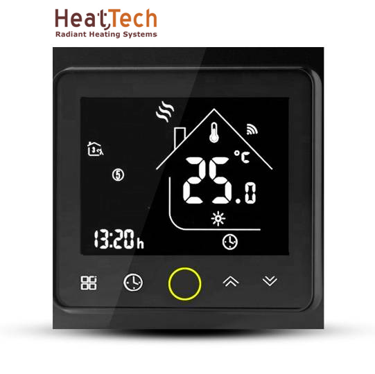 Сенсорний програмований терморегулятор HeatTech HTW126-240 с WiFi для системи теплої підлоги Чорний