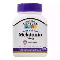 Аминокислота 21st Century Мелатонин, 10 мг, вишневый вкус, Melatonin, 120 таблеток (CEN-27503)