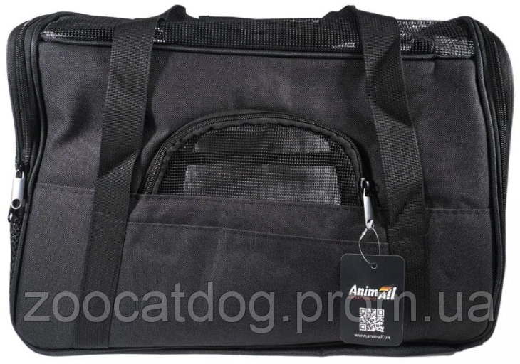 Сумка-переноска AnimAll мягкая для собак и кошек, нейлон, чёрная - фото 1 - id-p1820370379
