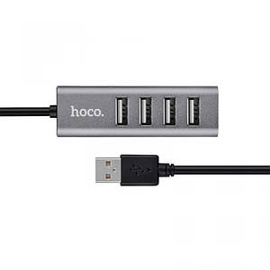 Перехідник HUB Hoco HB1 USB to USB 2.0 (4 port) (1m) Сірий