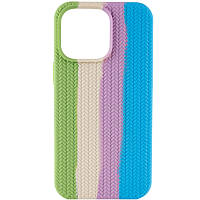 Чехол Silicone case Full Braided для Apple iPhone 13 (6.1") Мятный / Голубой