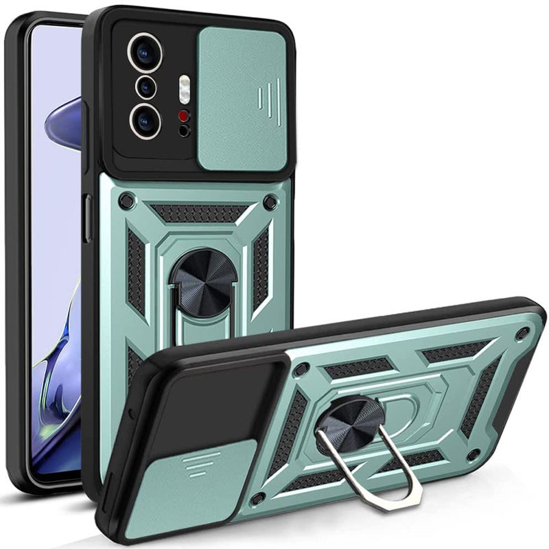 Протиударний чохол Camshield Serge Ring для Xiaomi 11T / 11T Pro | Броньований з кільцем-підставкою Зелений, фото 1