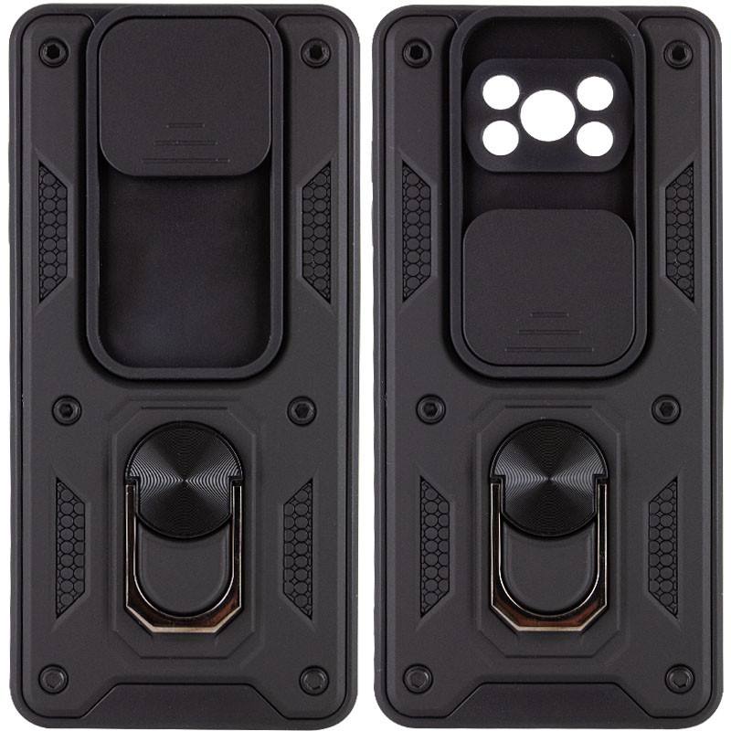 Протиударний чохол Camshield Serge Ring для Xiaomi Poco X3 NFC / Poco X3 Pro | Броньований з кільцем-підставкою Чорний, фото 1