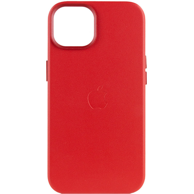 Шкіряний чохол Leather Case (AA Plus) with MagSafe для Apple iPhone 14 (6.1") Crimson, фото 1