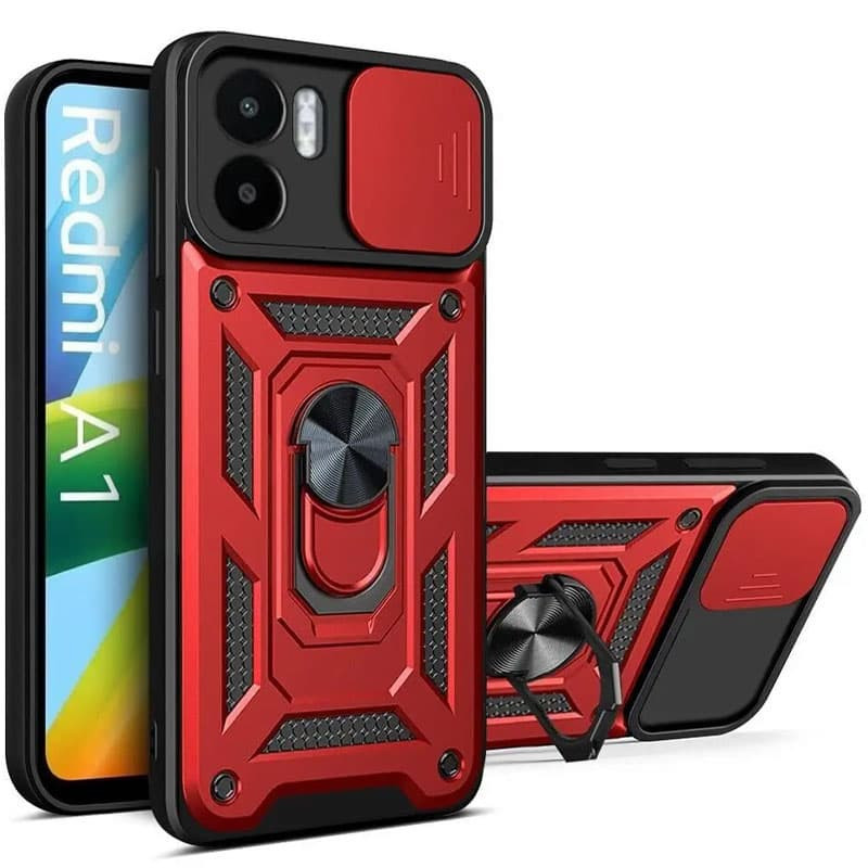 Протиударний чохол Camshield Serge Ring для Xiaomi Redmi A1 / A2 | Броньований з кільцем-підставкою Червоний, фото 1