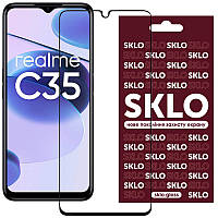 Закаленное защитное стекло SKLO 3D Full Glue для Realme C35 | толщина 0.33 мм Черный