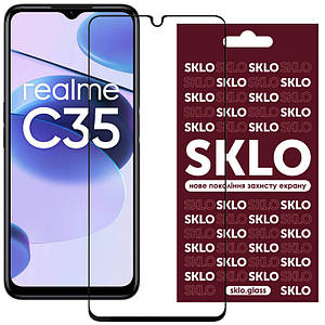 Загартоване захисне скло SKLO 3D Full Glue для Realme C35 | завтовшки 0.33 мм Чорний