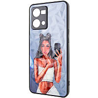 TPU+PC чехол Prisma Ladies для Oppo Reno 7 4G с креативным принтом Black in White