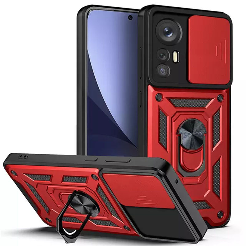 Протиударний чохол Camshield Serge Ring для Xiaomi 12T / 12T Pro | Броньований з кільцем-підставкою Червоний, фото 1