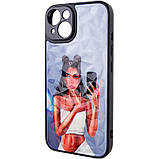 TPU+PC чохол Prisma Ladies для Apple iPhone 14 (6.1") з креативним принтом Black in White, фото 3