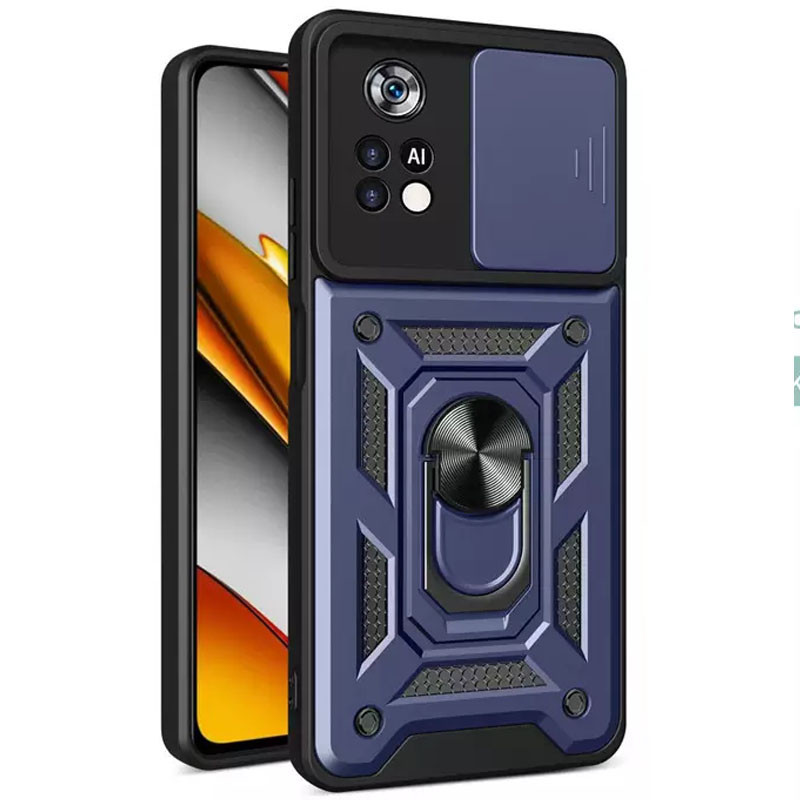 Протиударний чохол Camshield Serge Ring для Xiaomi Poco M4 Pro 4G | Броньований з кільцем-підставкою Синій, фото 1