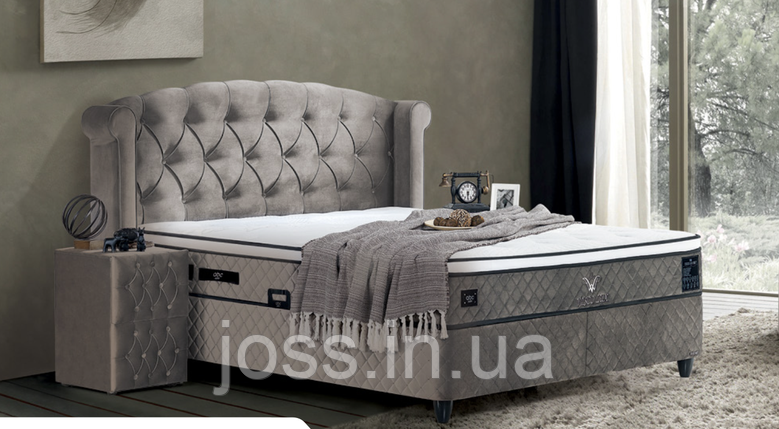 Ліжко біле двоспальне якісне з елітним матрацом 180х200, Віско, фото 2