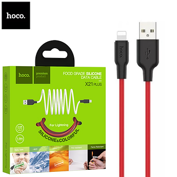 Кабель Hoco USB - Lightning 2.4A 1м силікон X21 Plus Red