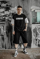 Чоловічий літній комплект: футболки та шорти 'FreeDom' чорний з сірим |