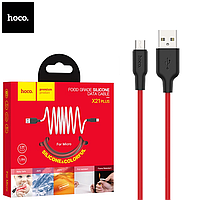 Кабель Hoco USB - Micro-USB 1м 2.4A силикон X21 Plus Red