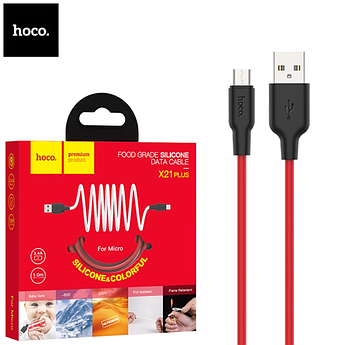 Кабель Hoco USB - Micro 2.4A силікон X21 plus 1м Red