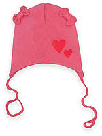 Шапка дитяча для дівчинки на зав'язках GABBI GSK-D-23-1/1 Рожевий розмір 40/42 (13538)