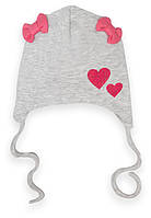 Шапка дитяча для дівчинки на зав'язках GABBI GSK-D-23-1/1 Сірий розмір 40/42 (13538)