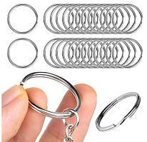 Кільце металеве посріблене для ключів і брелоків 30 мм. Паковання 10 шт.