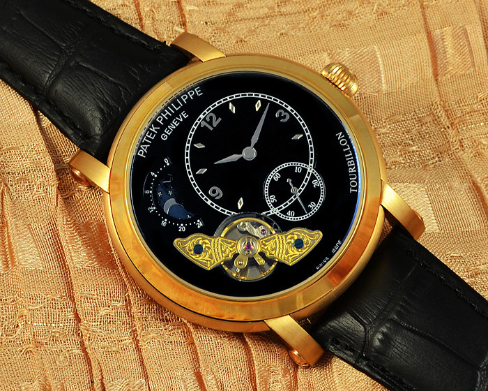 Чоловічі наручні годинники Patek Philippe Chronograph Minutes Heures Gold Black якість Патек Філіп