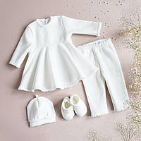 Белое махровое платье для новорождённой девочки, Именное крестильное платье рост 62 от 0 до 3 месяцев