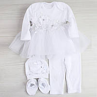 Комплекты крестильные выписные для новорожденных, Платье для девочки на крещение, рост 62 от 0 до 3 месяцев