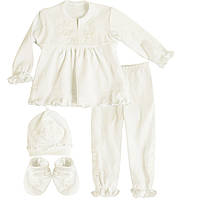 Крестильный набор для девочки, набор нарядное платье для новорождённых штанишки пинетки, рост 56