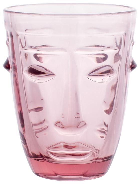 Набір 6 скляних склянок Ariadne "Face Pink" 250 мл, темно-рожеве скло