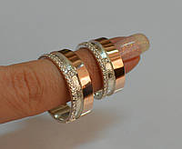 Серебряное кольцо обручальное с золотыми пластинами