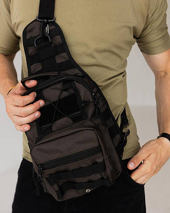 Багатофункціональна чоловіча сумка слінг, колір хакі, фото 2