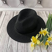 Женская летняя шляпа Федора черная