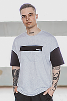 Мужская летняя футболка оверсайз 'FreeDom' серая с черным ||